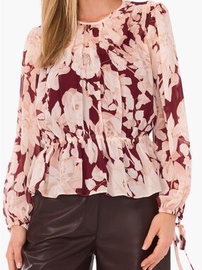 Parker Floral Blouse in Burgundy and Blush